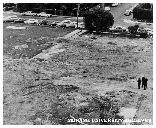 Raised view of site of Projects A and B, Caulfield Institute of Technology.