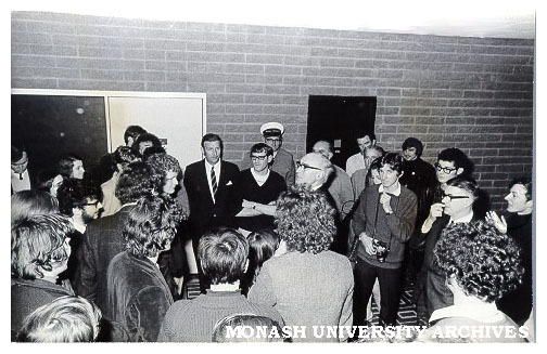 Vice-Chancellor addressing students in University Union