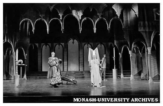 Scene from 'Rumpelstiltskin'. Laurie Lane (left) and Beverley Gardiner as King Grump and Gretchen