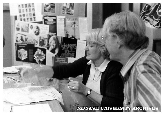 CIT Director Ron Cumming and Information and Resources Librarian, Joan Rae at Library booth during Orientation Week