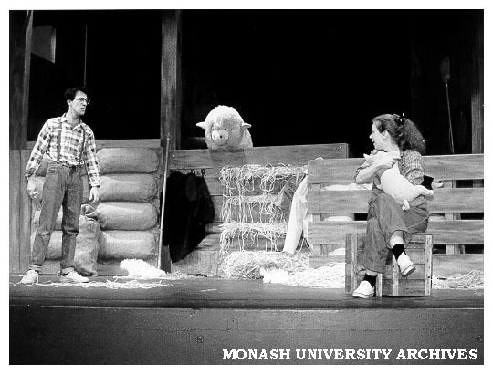 Scene from 'Charlotte's Web'. Roland Manderson as Avery and Elizabeth Paterson as Fern.