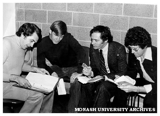 Don Mackay, John Diedrich, Paul Karo and Gary Down. Director (Don Mackay) and cast members in 'Hamlet' and 'Rosencrantz and Guildenstern are Dead'