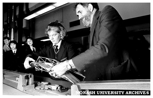 Susan James, winner of high school spaghetti bridge competition.