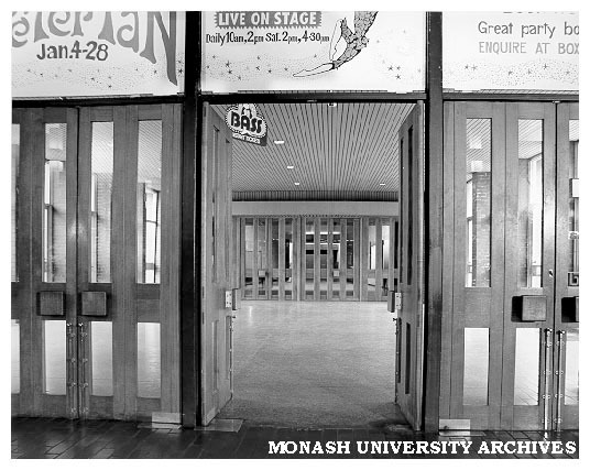 View of linkage between Alexander Theatre and Rotunda from theatre foyer