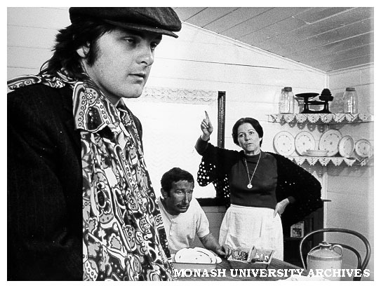 Scene from 'The Daughter-In-Law'. Gary Gray (left) as Joe Gascoigne, James Wright as Luther Gascoigne and Terri Aldred as Mrs Gascoigne