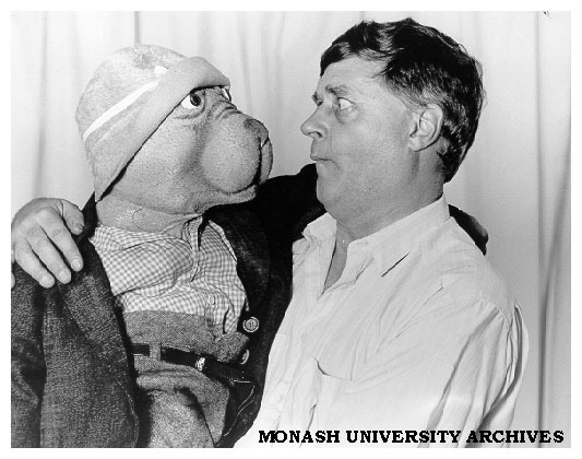 Cast members of 'The Magic Pudding' by the Marionette Theatre of Australia