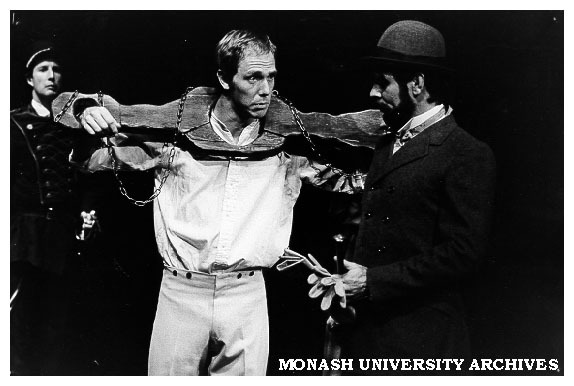 Nick Waters (centre) and Roger Oakley in 'Measure for Measure'