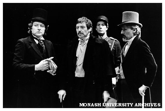 John Wood (left), Bruce Kerr, Nick Waters and Frank Gallacher in 'Measure for Measure"