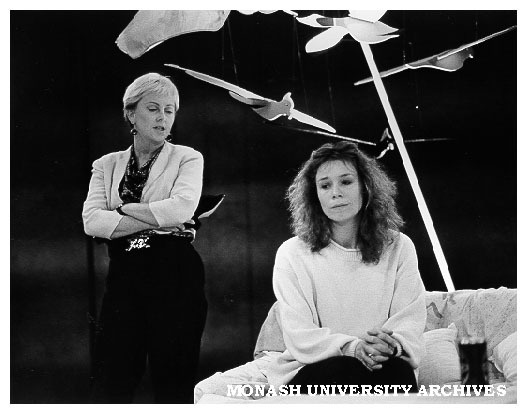 Scene from 'Nice Girls'. Liddy Clark (left) as Prue and Jane Menelaus as Megan