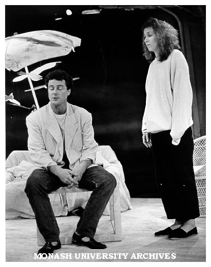Scene from 'Nice Girls'. Richard Healy as Richard and Jane Menelaus as Megan