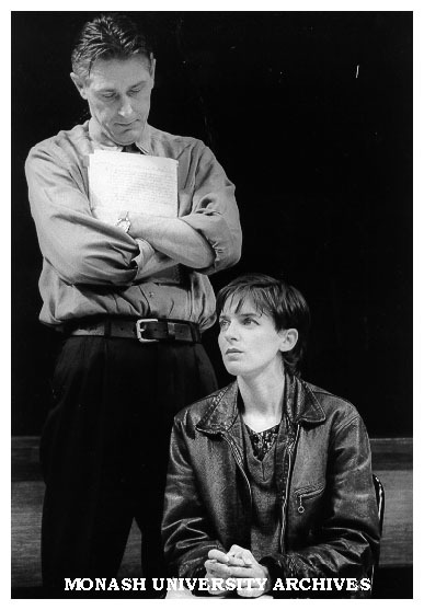 Geoff Morrell and Elizabeth Maywald in 'Oleanna'