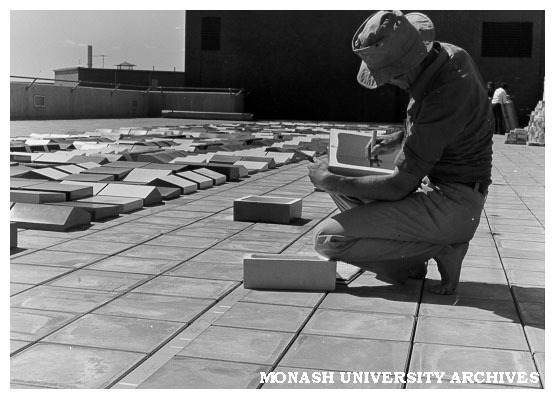 Preparing mural for Phillip Law building, Caulfield Institute of Technology