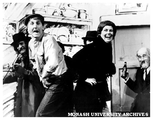 Scene from 'Puckoon', from left: Franciscus Henri, Terry Norris, Marion Heathfield, Harold Baigent