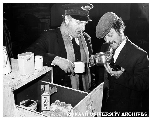 Scene from 'The Signalman's Apprentice'. John Frawley as Albert and Alan Tobin as Alfred