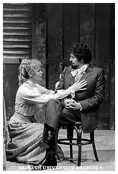 Scene from 'The Seagull' - Jill Forster as Arkadina and unidentified actor