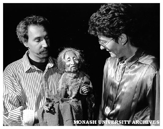 American puppet artist Eric Bass with puppet