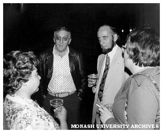 Guests at celebration for the first year of Alexander Theatre Company, from left Adrienne Holzer, Frank Wilson, Keith Bennetts, Caroline Piesse