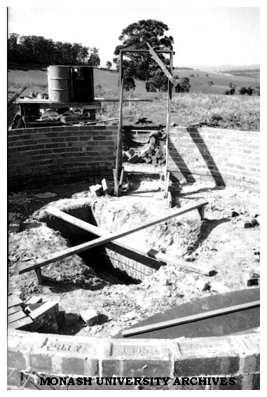 Monash Observatory under construction at Mt Burnett