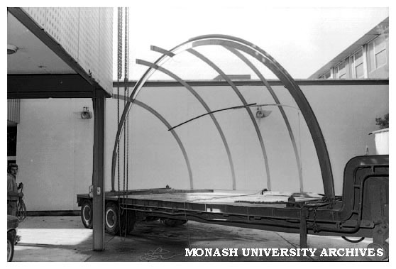 Monash Observatory dome arriving at Monash