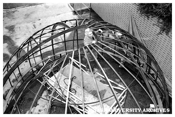 Construction work on Monash Observatory dome
