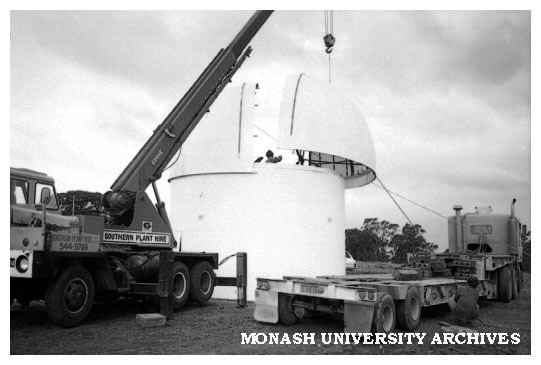 Installation of dome on Monash Observatory at Mt. Burnett