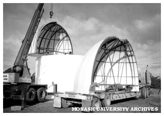 Installing dome on Monash Observatory at Mt. Burnett