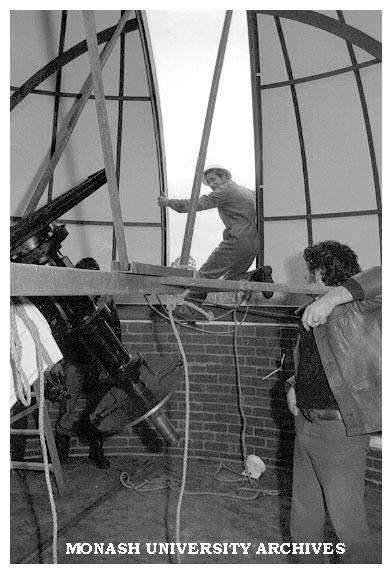 Installation of dome on Monash Observatory at Mt. Burnett