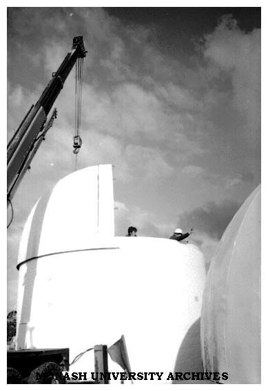 Installation of dome on Monash Observatory at Mt. Burnett