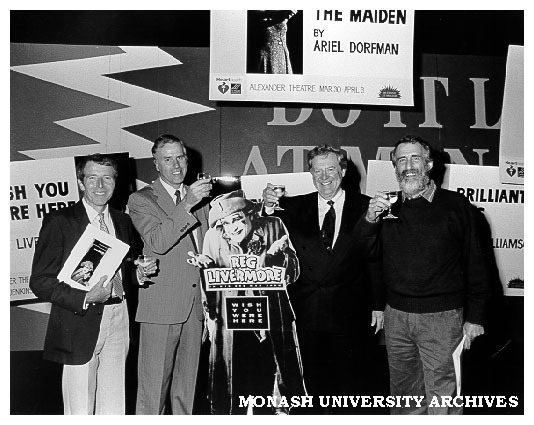 Launch of 1993 Heart Health Monash Theatre Season. Professor Mal Logan (second right) and Mr Carillo Gantner