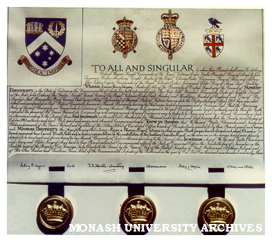Monash University Warrant of Arms