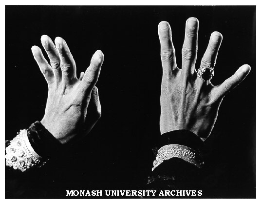 Hands of performer in 'An Indonesian Adventure'