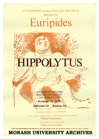 Poster for performance of 'Hippolytus' by Euripides