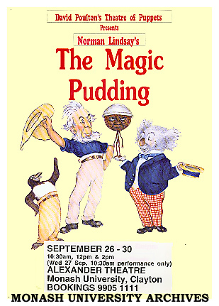 Poster (front) for performance of 'The Magic Pudding'