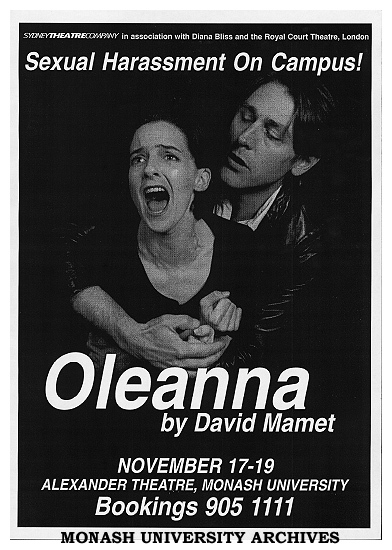 Poster for performance of 'Oleanna' by David Mamet