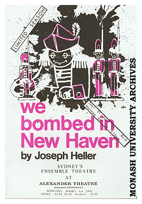 Poster for performance of 'We Bombed in New Haven' by Joseph Heller