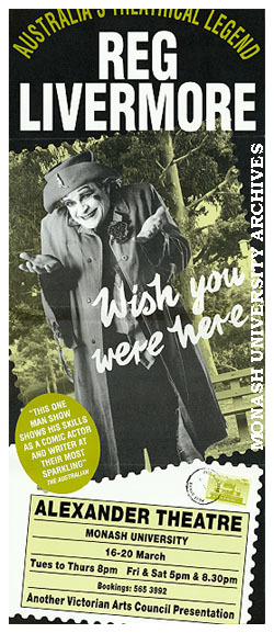 Poster (front) for Reg Livermore in 'Wish You Were Here'