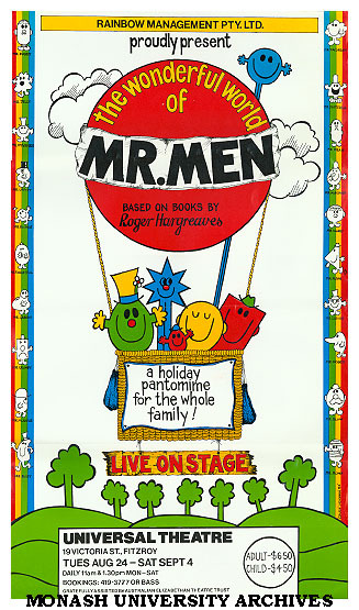 Poster for performance of 'The Wonderful World of Mr. Men' based on books by Roger Hargreaves