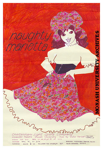 Poster for performance of 'Naughty Marietta'