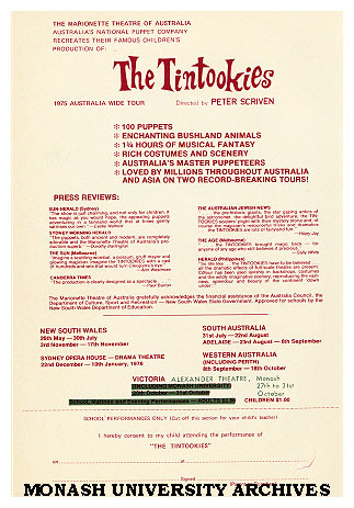 Flyer (back) for 'The Tintookies'