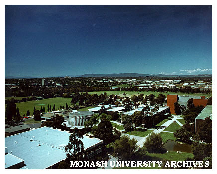 Raised view of forum from Menzies building looking north-east