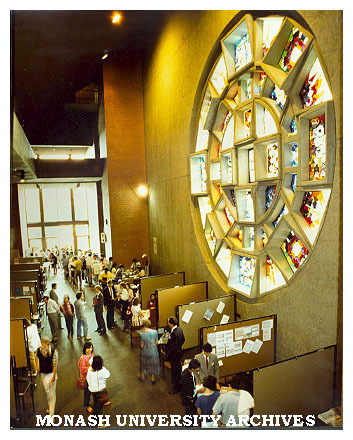 Robert Blackwood Hall foyer and Lindesay Clark window by Leonard French