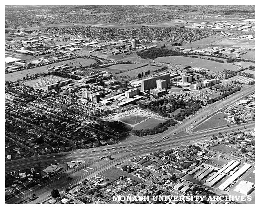 Aerial view of Clayton campus from south west