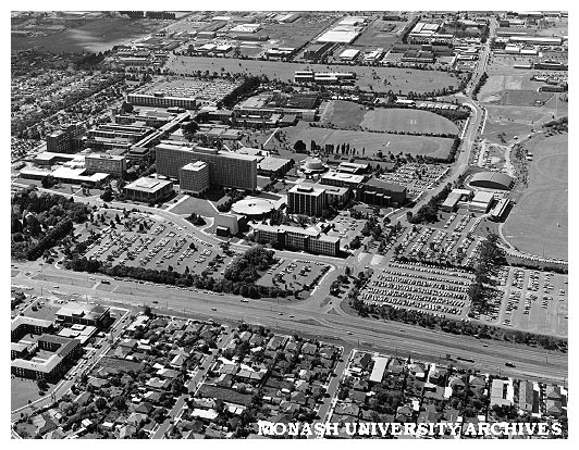 Aerial view of Clayton campus from south east