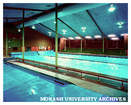 Swimming pool interior showing polypropylene blankets