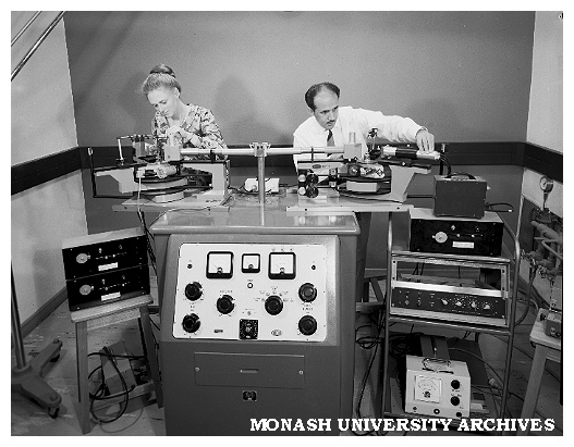 Dr P. Phakey (right) with lang cameras attached to microfocus x-ray generators