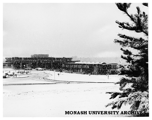 Gippsland campus buildings in snow