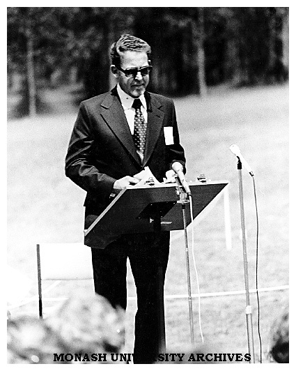 Mr Max Hopper (foundation Director) at opening ceremony of Gippsland Institute