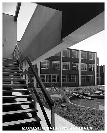 Science courtyard from western science lecture theatre stairs
