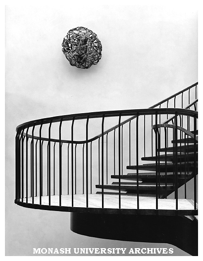 Art work in stairwell of Science-Engineering library