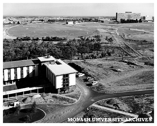 Deakin Hall with playing fields in background